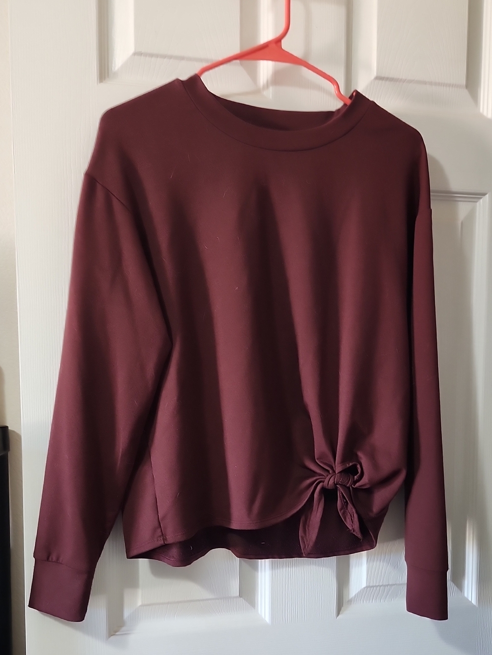 Women’s Long Sleeve Tie-Front Top - Burgundy